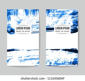 Set of vector business card templates with brush stroke background.