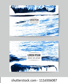 Set of vector business card templates with brush stroke background.