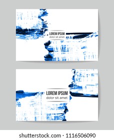 Set of vector business card templates with brush stroke background.