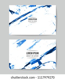 Set of vector business card templates with brush stroke background.