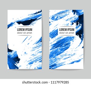 Set of vector business card templates with brush stroke background.
