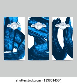 Set of vector business card templates with brush stroke background.
