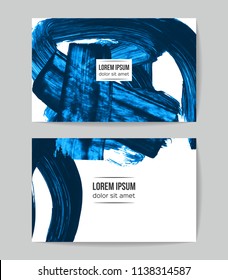 Set of vector business card templates with brush stroke background.
