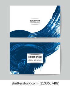 Set of vector business card templates with brush stroke background.