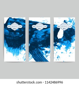 Set of vector business card templates with brush stroke background.