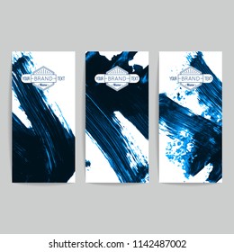 Set of vector business card templates with brush stroke background.