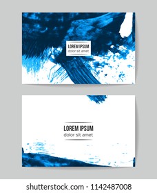 Set of vector business card templates with brush stroke background.