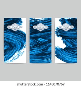 Set of vector business card templates with brush stroke background.