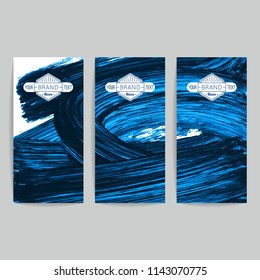 Set of vector business card templates with brush stroke background.