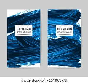 Set of vector business card templates with brush stroke background.