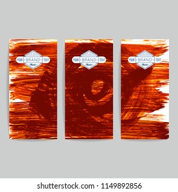 Set of vector business card templates with brush stroke background.