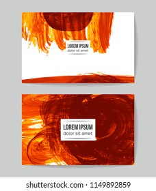 Set of vector business card templates with brush stroke background.