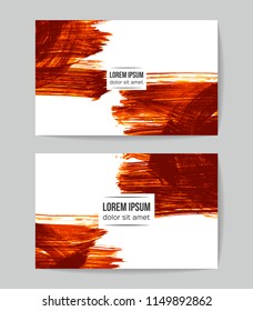 Set of vector business card templates with brush stroke background.