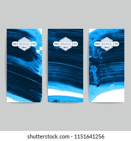 Set of vector business card templates with brush stroke background.