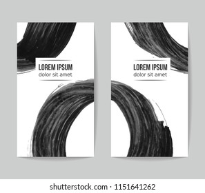 Set of vector business card templates with brush stroke background.