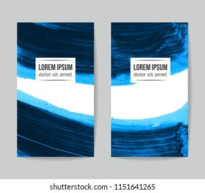 Set of vector business card templates with brush stroke background.