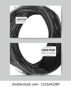 Set of vector business card templates with brush stroke background.