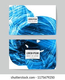 Set of vector business card templates with brush stroke background.