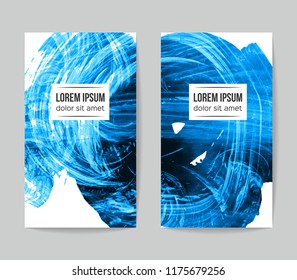Set of vector business card templates with brush stroke background.