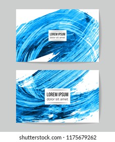 Set of vector business card templates with brush stroke background.
