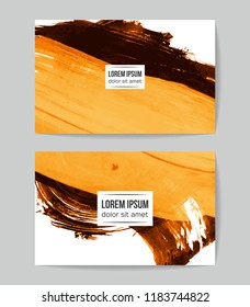 Set of vector business card templates with brush stroke background.