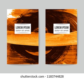 Set of vector business card templates with brush stroke background.