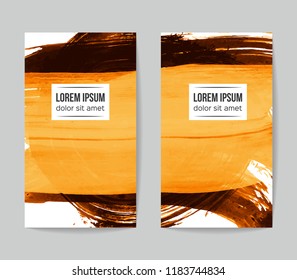 Set of vector business card templates with brush stroke background.