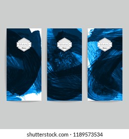 Set of vector business card templates with brush stroke background.