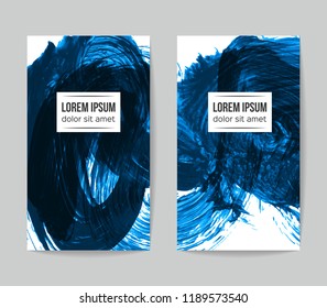 Set of vector business card templates with brush stroke background.