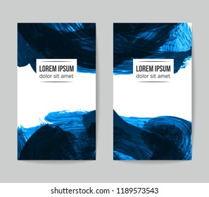 Set of vector business card templates with brush stroke background.