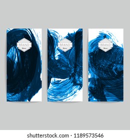 Set of vector business card templates with brush stroke background.