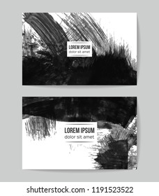 Set of vector business card templates with brush stroke background.