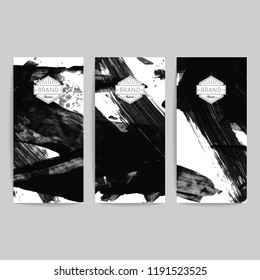 Set of vector business card templates with brush stroke background.