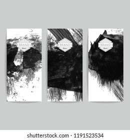 Set of vector business card templates with brush stroke background.