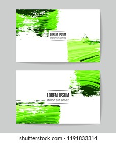 Set of vector business card templates with brush stroke background.