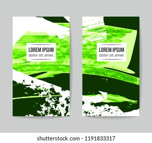 Set of vector business card templates with brush stroke background.