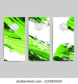 Set of vector business card templates with brush stroke background.