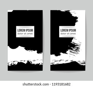 Set of vector business card templates with brush stroke background.