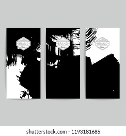Set of vector business card templates with brush stroke background.