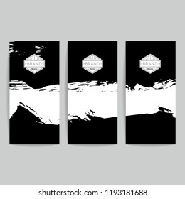 Set of vector business card templates with brush stroke background.