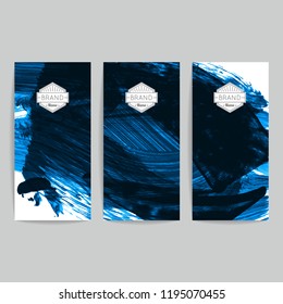 Set of vector business card templates with brush stroke background.
