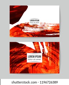 Set of vector business card templates with brush stroke background.