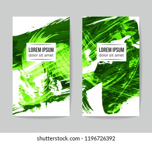 Set of vector business card templates with brush stroke background.