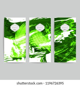 Set of vector business card templates with brush stroke background.