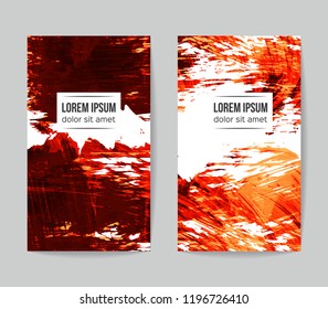 Set of vector business card templates with brush stroke background.