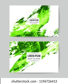 Set of vector business card templates with brush stroke background.