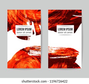 Set of vector business card templates with brush stroke background.