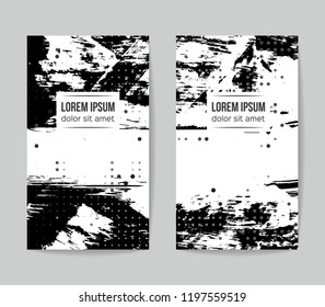 Set of vector business card templates with brush stroke background.

