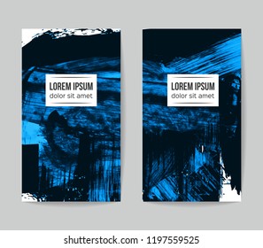 Set of vector business card templates with brush stroke background.
