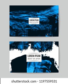 Set of vector business card templates with brush stroke background.
